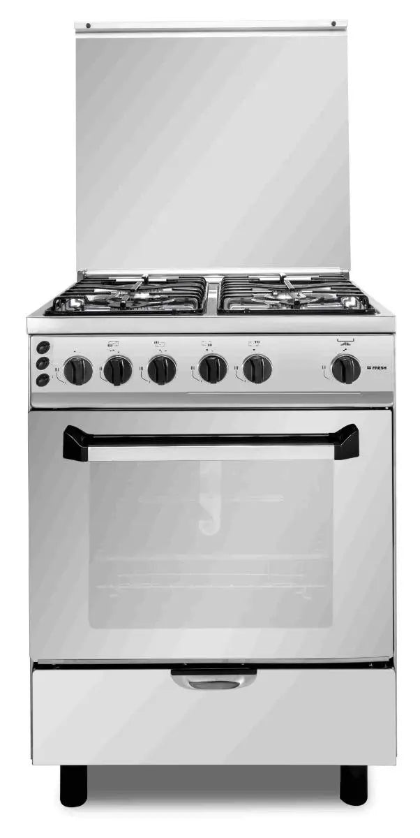 Fresh Plaza Gas Cooker, 4 Burners, 60 cm, Silver - 500017280 Fresh Plaza Gas Cooker, 4 Burners, 60 cm, Silver - 500017280